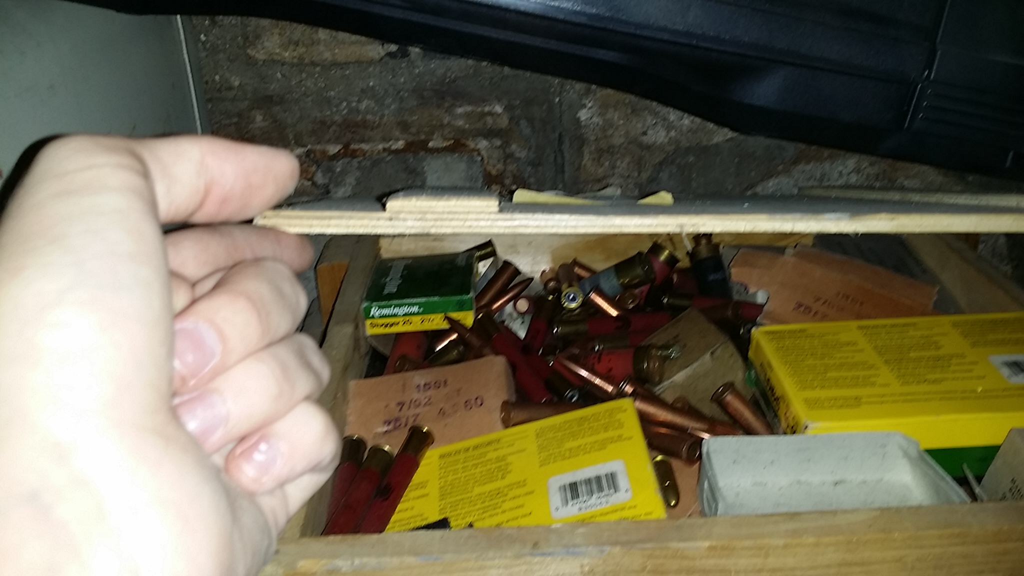 There was an assortment of different kinds of ammo in this wooden box as well.
