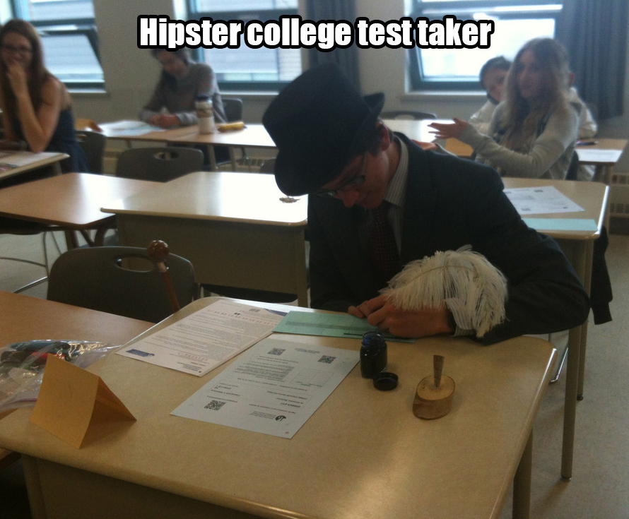 fountain pen fedora - Hipster college test taker