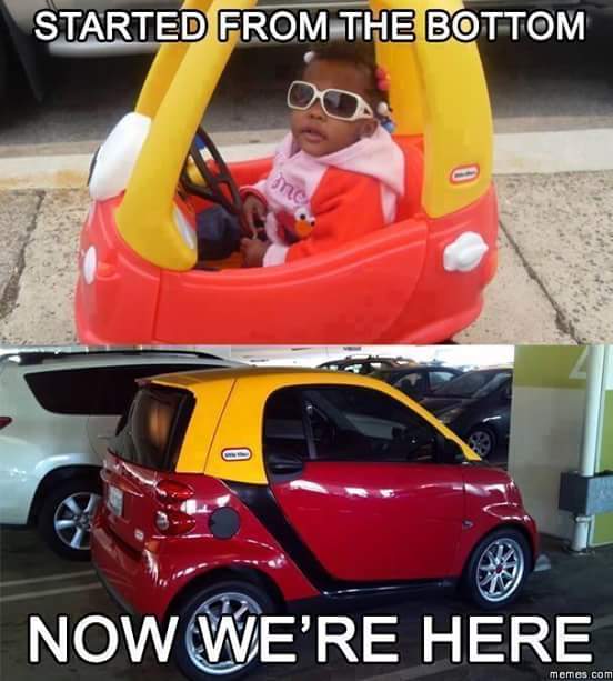 random pic smart car funny paint job - Started From The Bottom Now We'Re Here memes.com