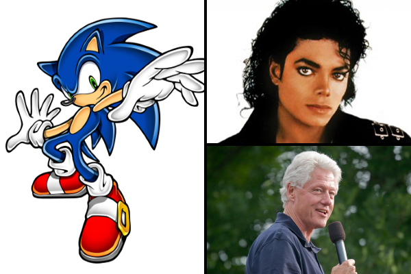 Sonic the Hedgehog; Based off of Michael Jackson and Bill Clinton
It may not be easy to spot the similarities, but the creators of Sonic based his ‘get it done’ attitude off of Bill Clinton. Also, Sonic’s belt boots were modeled after the boots that MJ wore in the ‘Bad’ music video.