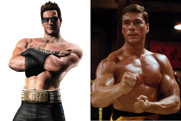 Johnny Cage – Mortal Kombat; Based off of Jean Claude Van Damme
It’s pretty obvious to see that these two are one in the same. Johnny Cage mimics Van Damme’s cocky and comedic attitude, while also performing some of the same moves that Van Damme has performed in his films.