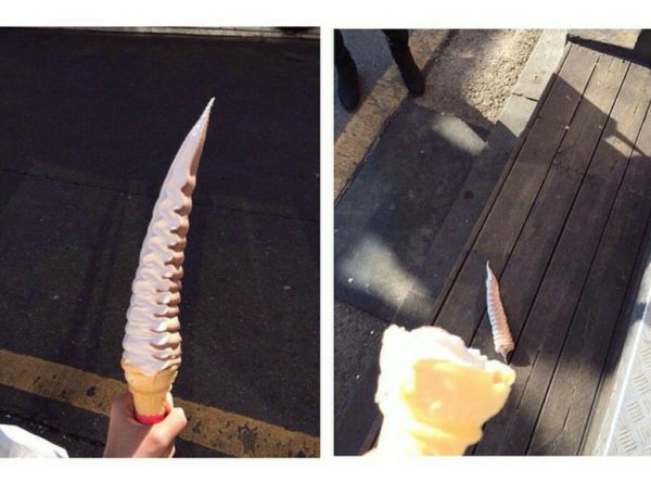 bad luck big ice cream cone falls