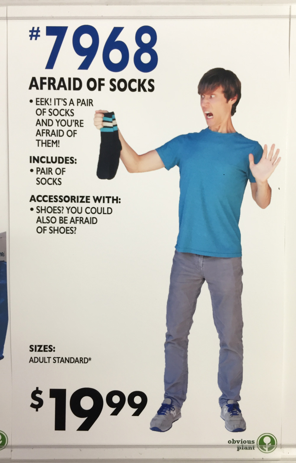 obvious plant costumes - 7968 Afraid Of Socks Eek! It'S A Pair Of Socks And You'Re Afraid Of Them! Includes Pair Of Socks Accessorize With Shoes? You Could Also Be Afraid Of Shoes? Sizes Adult Standard $1999 obvious plant