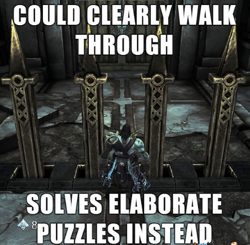 shotgun logic in video games - Could Clearly Walk Through Solves Elaborate Puzzles Instead