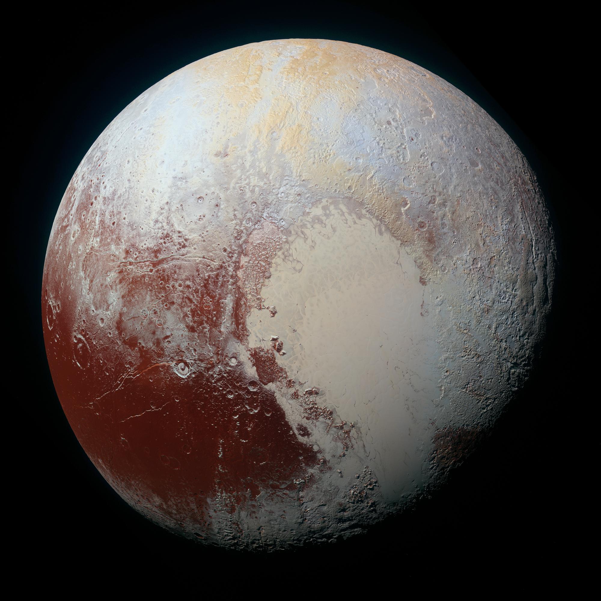 The highest resolution color image of Pluto yet released.
