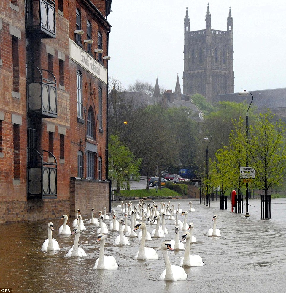 Worcester after floods in England.