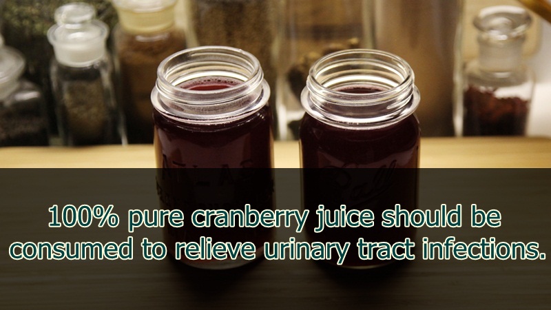 mason jar - 100% pure cranberry juice should be consumed to relieve urinary tract infections.