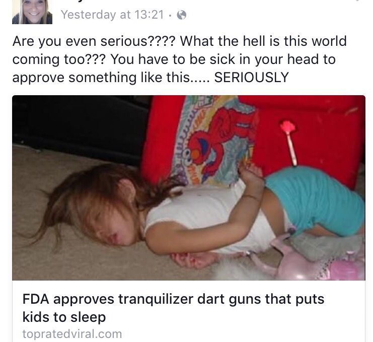 tranquilizer darts - Yesterday at Are you even serious???? What the hell is this world coming too??? You have to be sick in your head to approve something this..... Seriously Fda approves tranquilizer dart guns that puts kids to sleep topratedviral.com