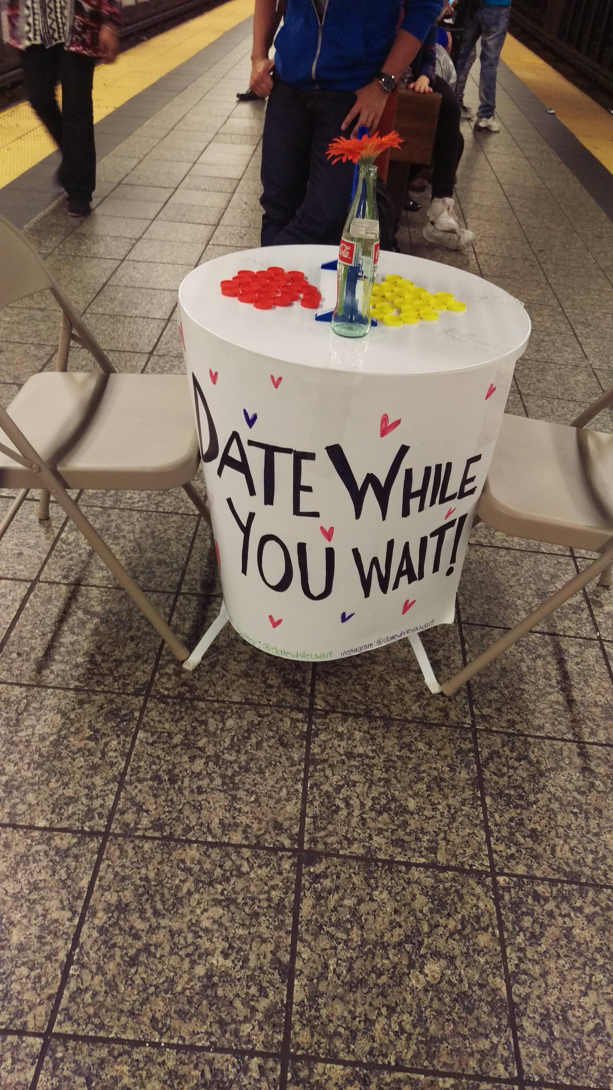 This subway platform has speed dating to keep you busy while you 

wait.