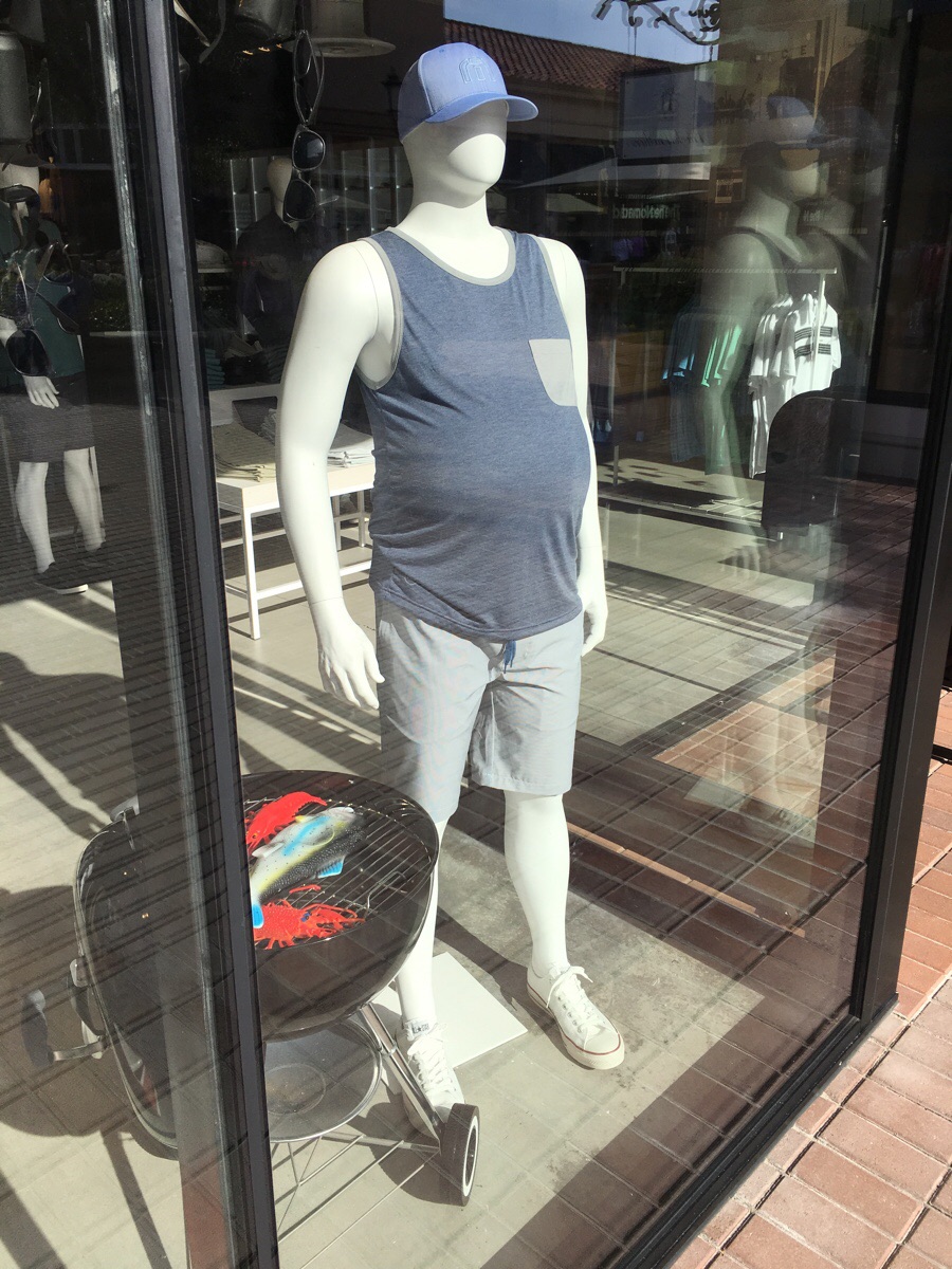 This mannequin has a beer belly.