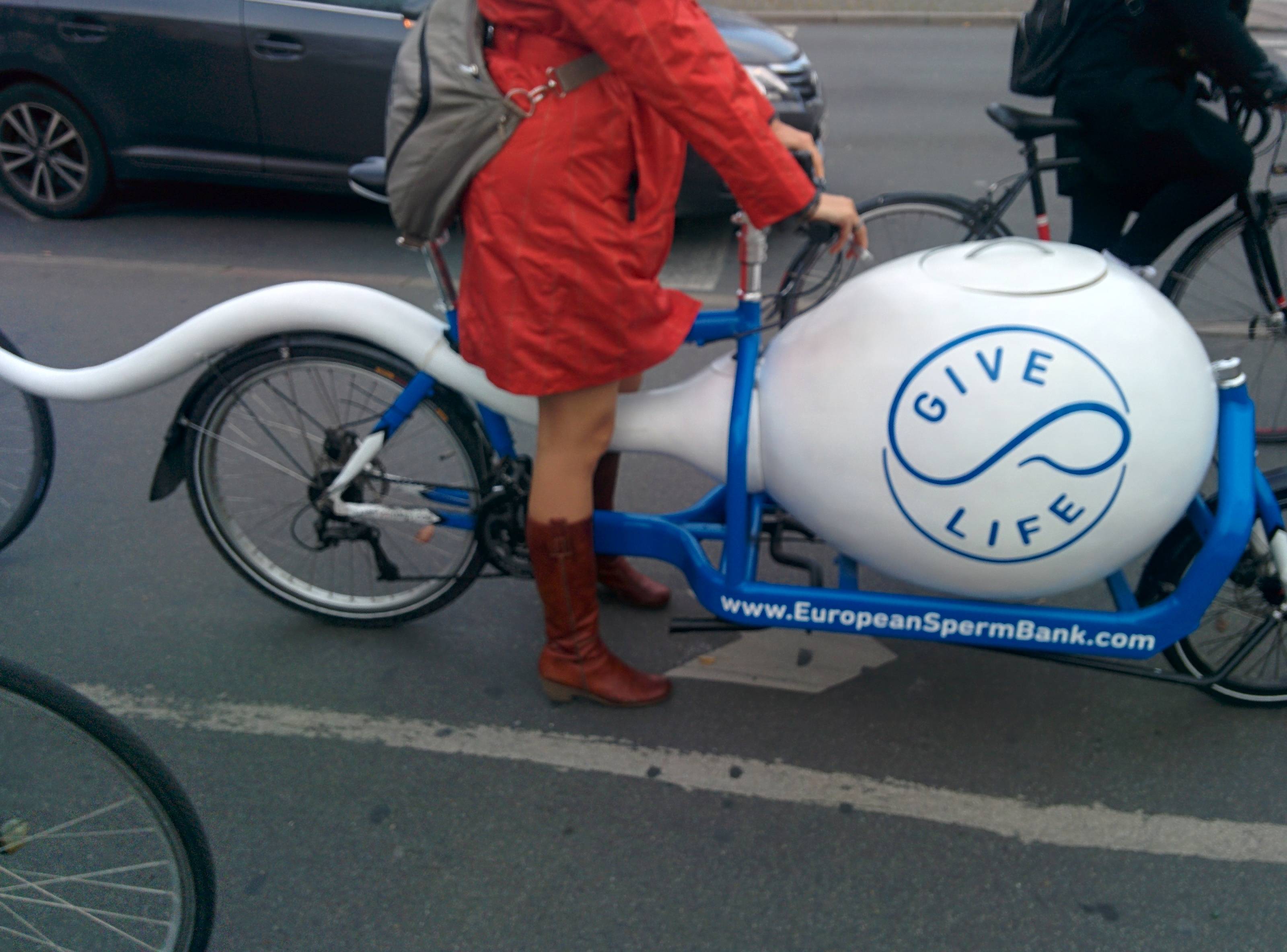 Danish sperm bank has a sperm bike fitted with a cryo tank.