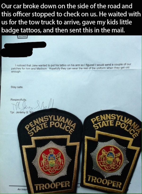 little kid tow truck - Our car broke down on the side of the road and this officer stopped to check on us. He waited with us for the tow truck to arrive, gave my kids little badge tattoos, and then sent this in the mail. Trooper I noticed that Jake wanted