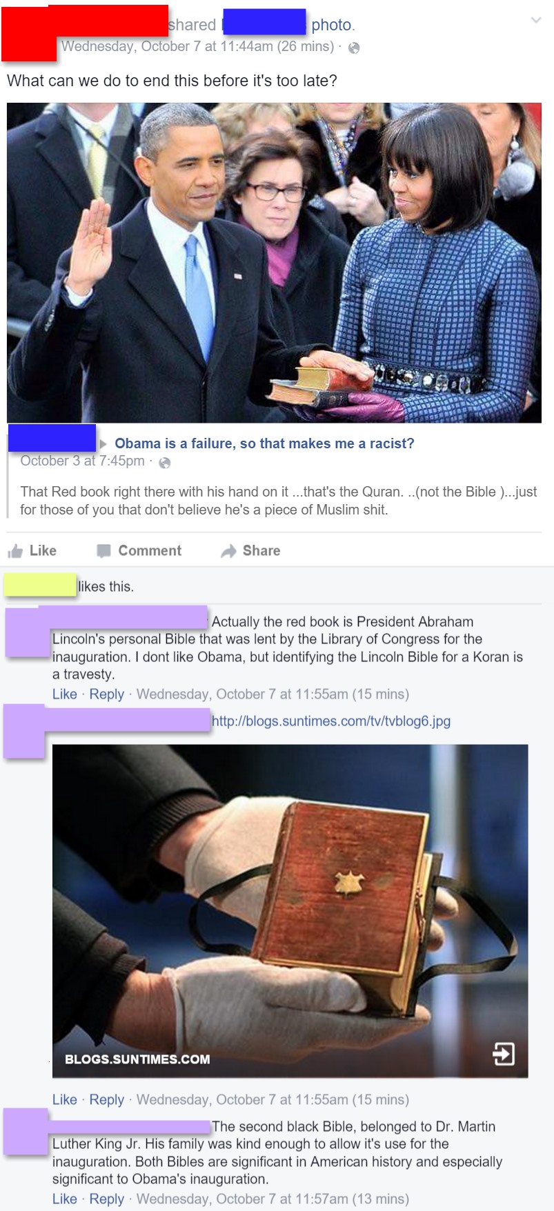lincoln bible - d photo. Wednesday, October 7 at am 26 mins. What can we do to end this before it's too late? Obama is a failure, so that makes me a racist? October 3 at pm That Red book right there with his hand on it...that's the Quran...not the Bible .