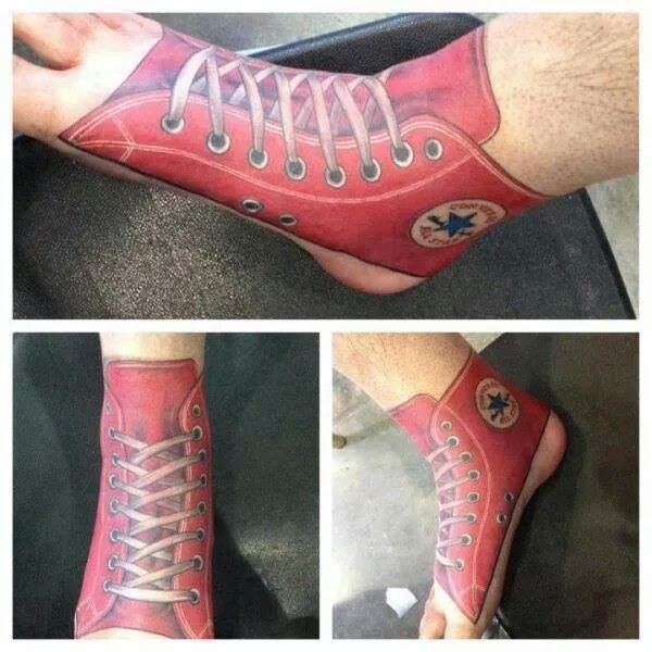 shoe tattoo on foot