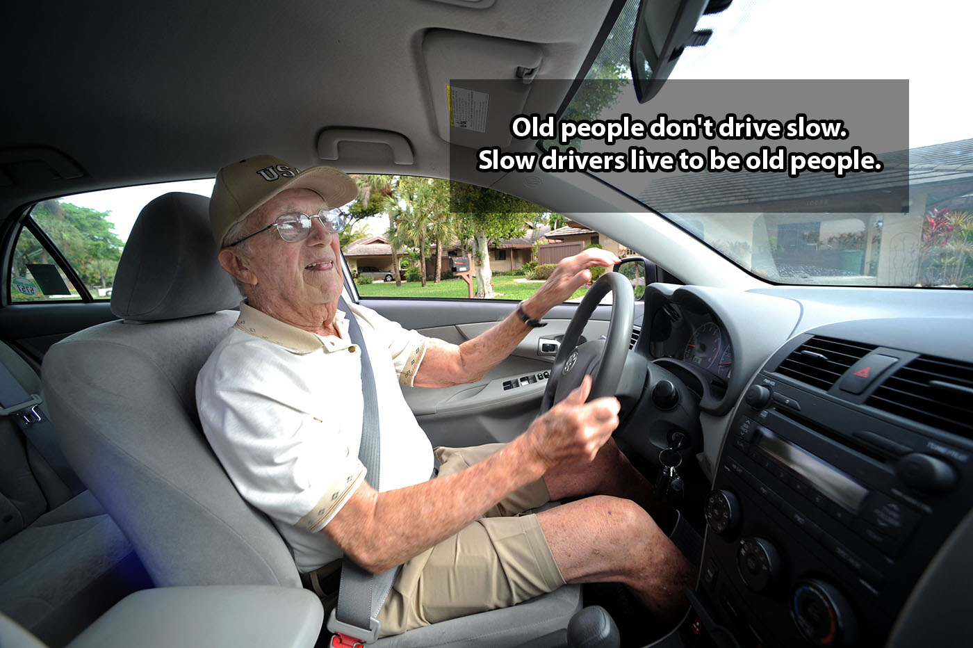 shower thought mercedes benz old driver - Old people don't drive slow. Slow drivers live to be old people. es ee