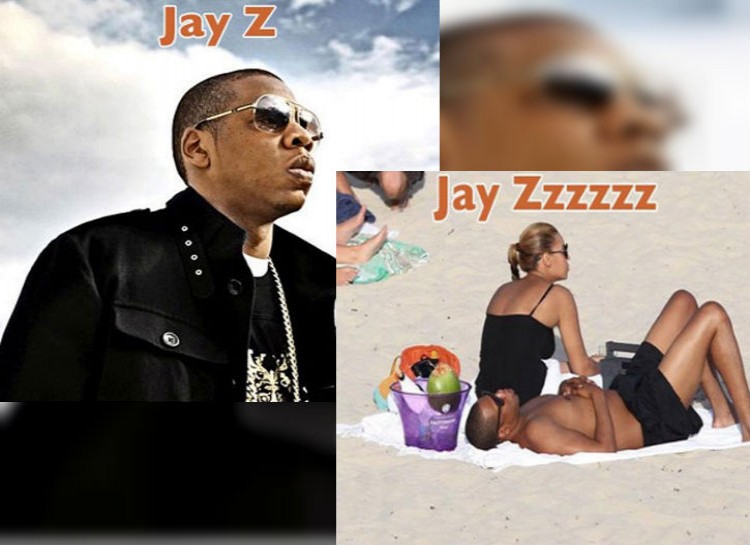 celeb pun beyonce jay z at beach - Jay Z Zzzzz