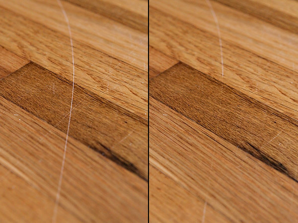 Who would have thought that scratches on hardwood floors would fade when rubbing them with a bunch of raw walnuts?