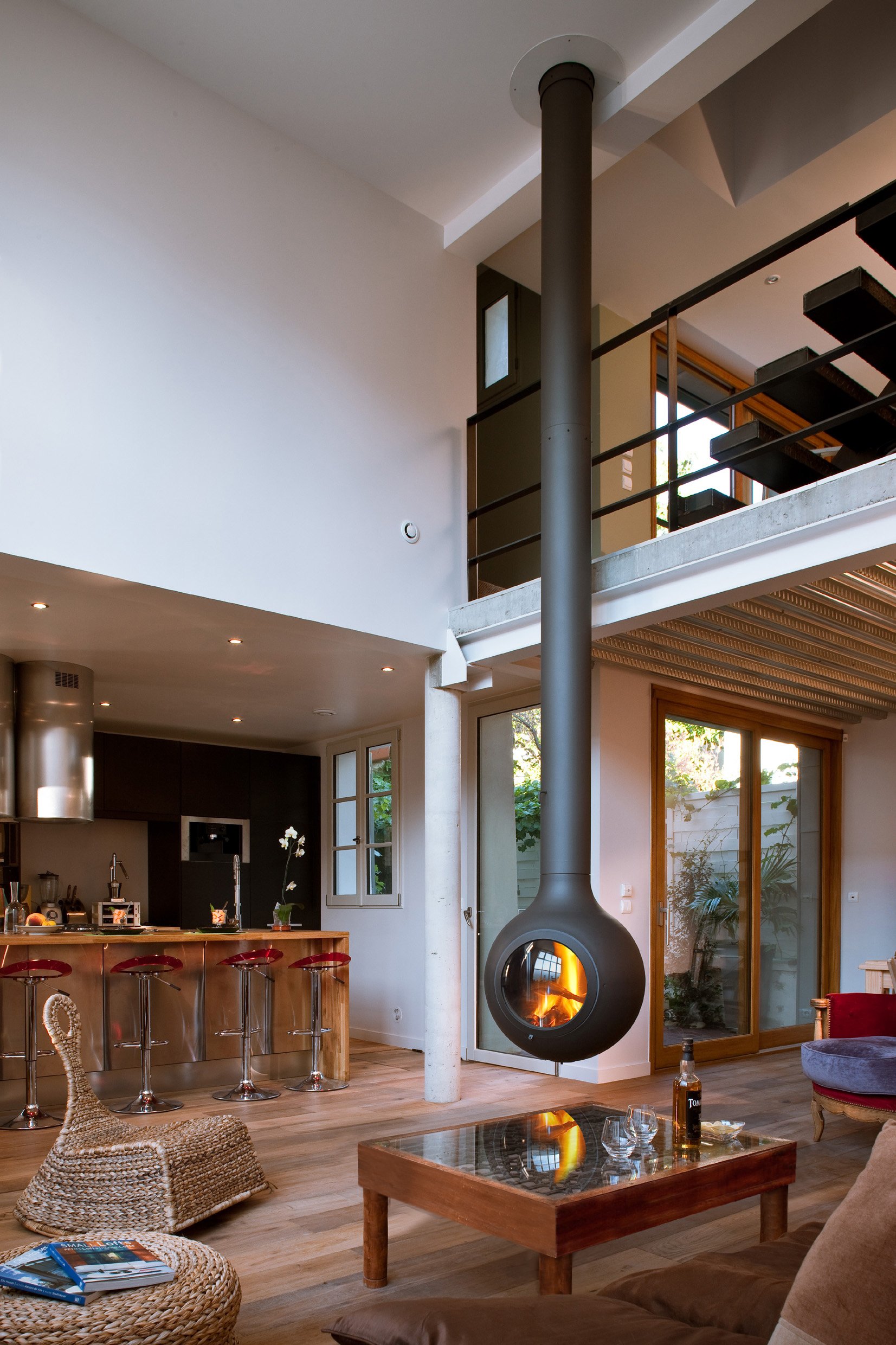 hanging fireplace