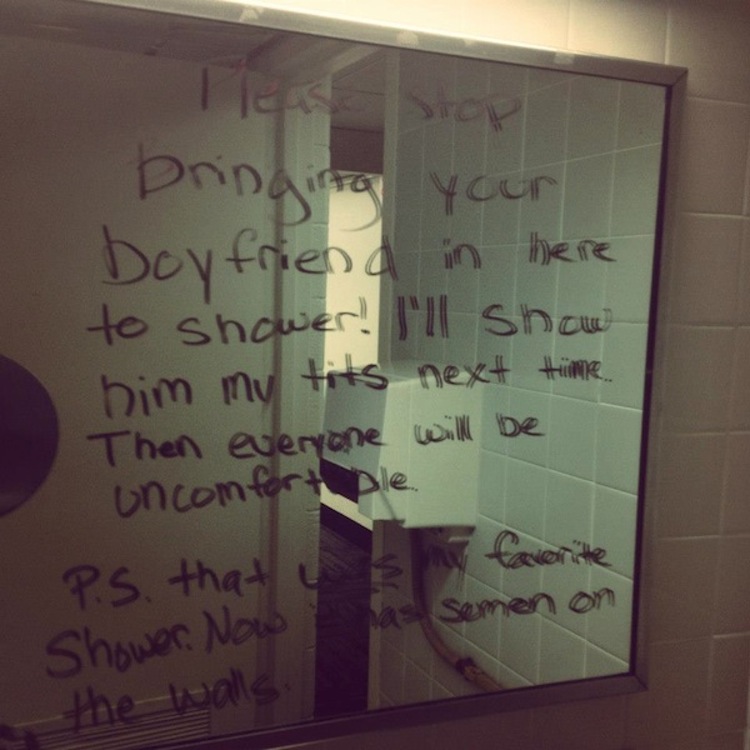 roommates funny roommate notes - Teas Stop bringing your boyfriend in here to shower! I'll show him my tits next time Then everyone will be uncomfort ple Ps that is my favorite Shower. Now as semen on the walls