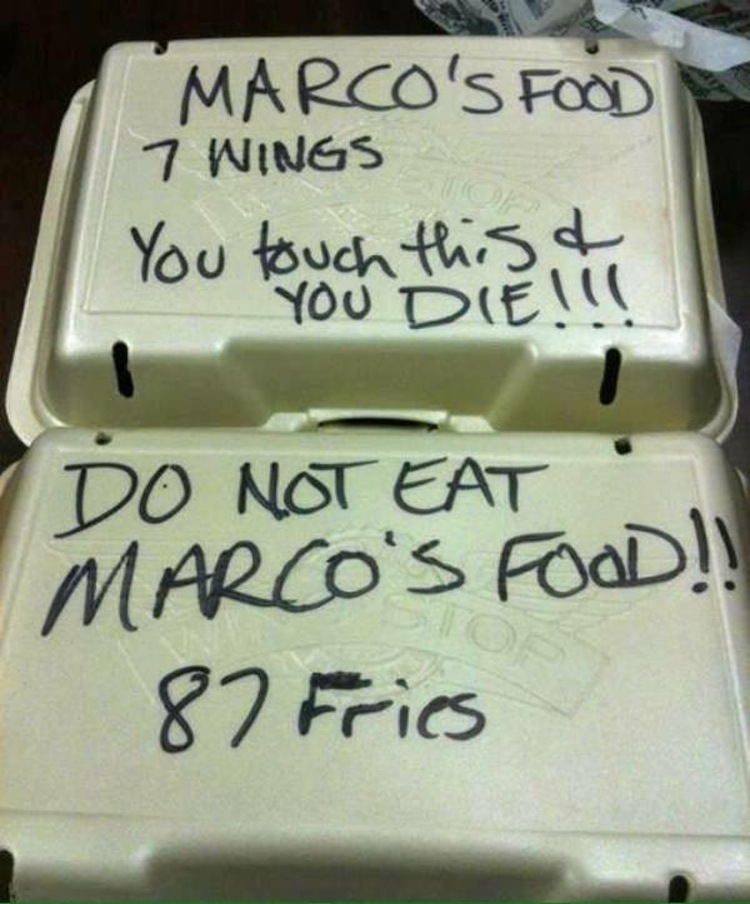 roommates marcos food - Marco'S Food 7 Wings You touch this & You Die Do Not Eat Marco'S Food!! 87 Fries