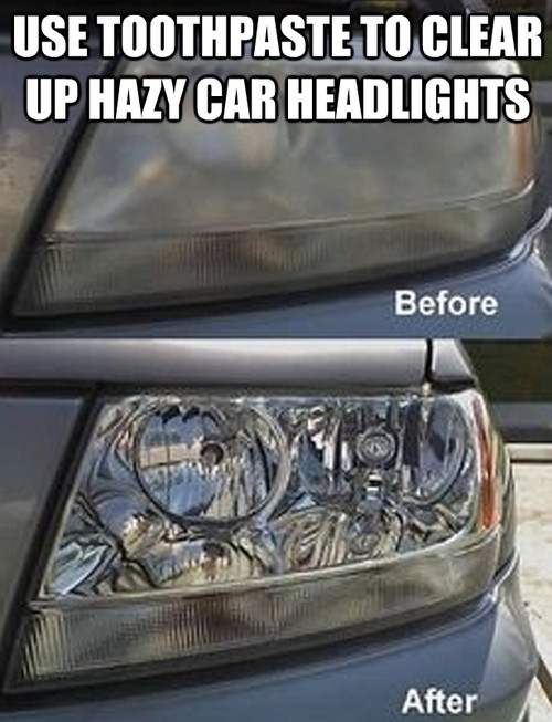 toothpaste on headlights - Use Toothpaste To Clear Up Hazy Car Headlights Before After