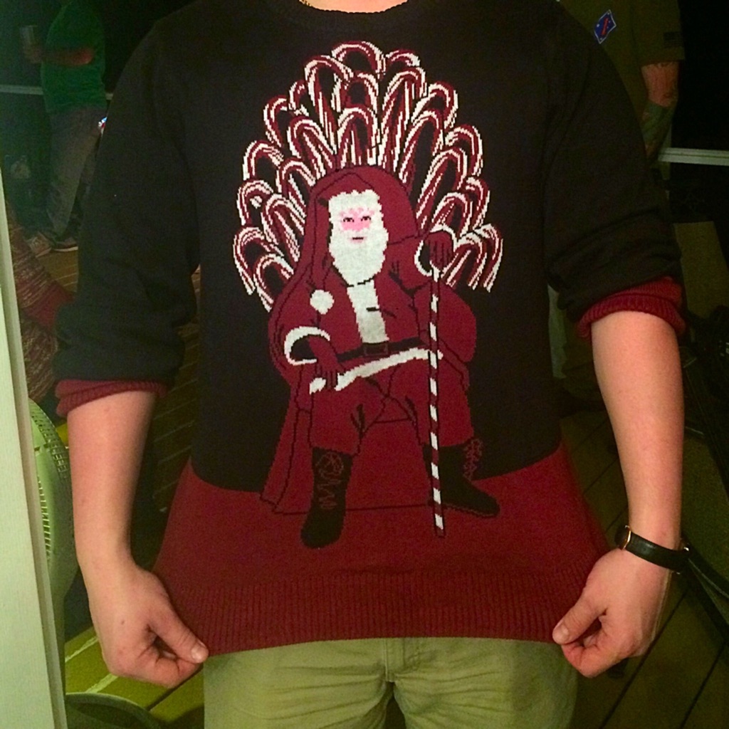 santa claus candy cane throne sweater