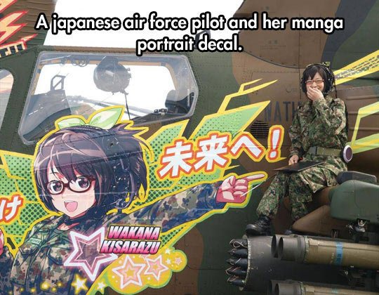 anime girl helicopter - Ajapanese air force pilot and her manga portrait decal. Vvisara