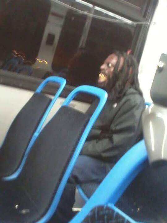 scary black guy on train