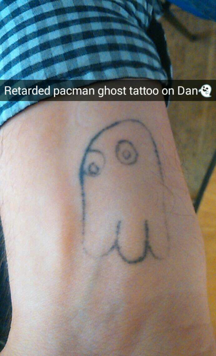 bad tattoo tattoo - Retarded pacman ghost tattoo on Dan