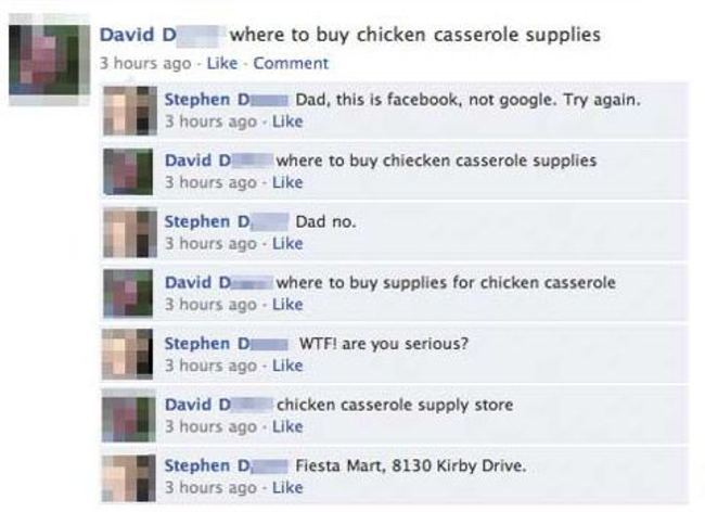 fairy tail on facebook - David D where to buy chicken casserole supplies 3 hours ago Comment Stephen D D ad, this is facebook, not google. Try again. 3 hours ago David D where to buy chiecken casserole supplies 3 hours ago Stephen D Dad no. 3 hours ago Da