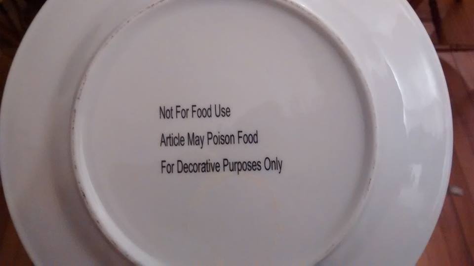 whole plate - Not For Food Use Article May Poison Food For Decorative Purposes Only