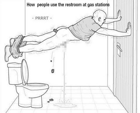 poop in a public restroom - How people use the restroom at gas stations Prrrt