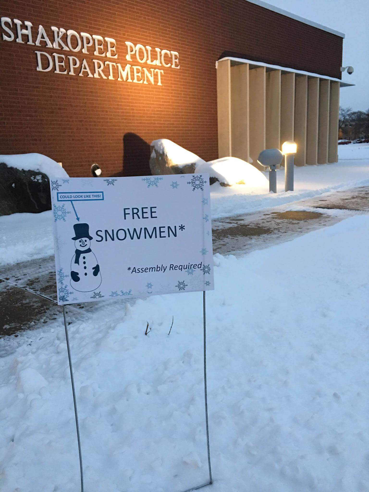 snow - Shakopee Police Department Could Look This! Free Snowmen Assembly Required