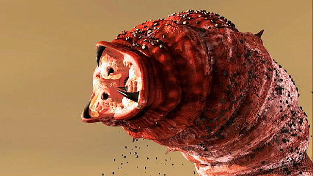 The Mongolian death worm, is a creature living in the Gobi desert that can grow up to 5 feet long and spew corrosive acid.