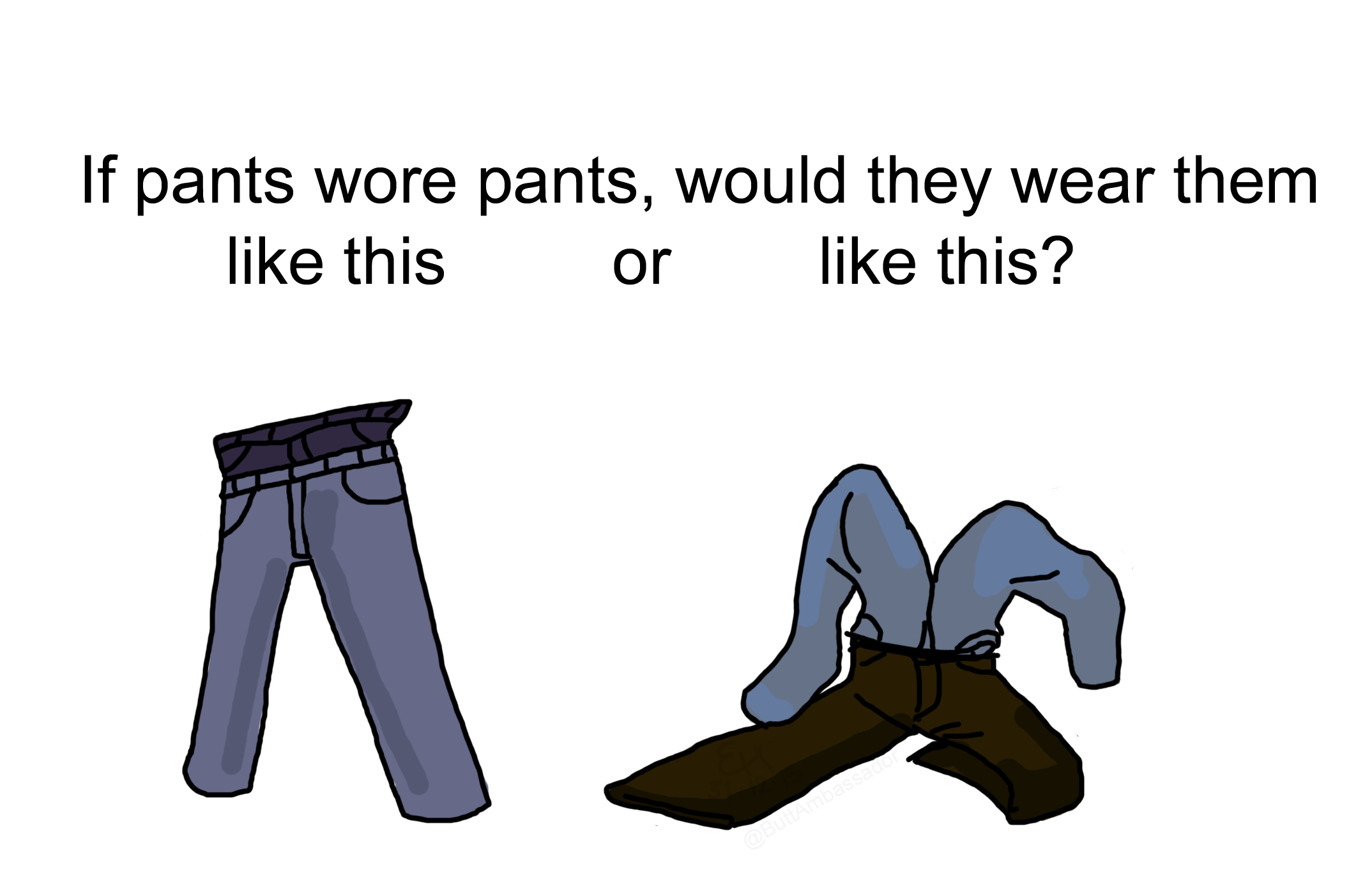 if x wore pants meme - If pants wore pants, would they wear them this or th...