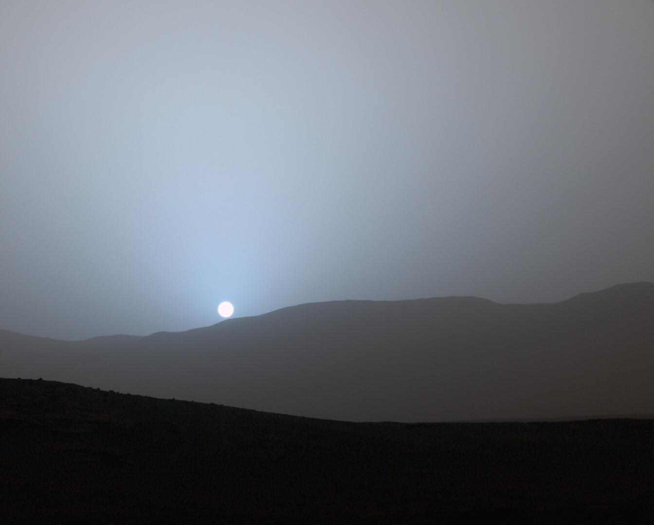 Sunsets on Mars are blue.