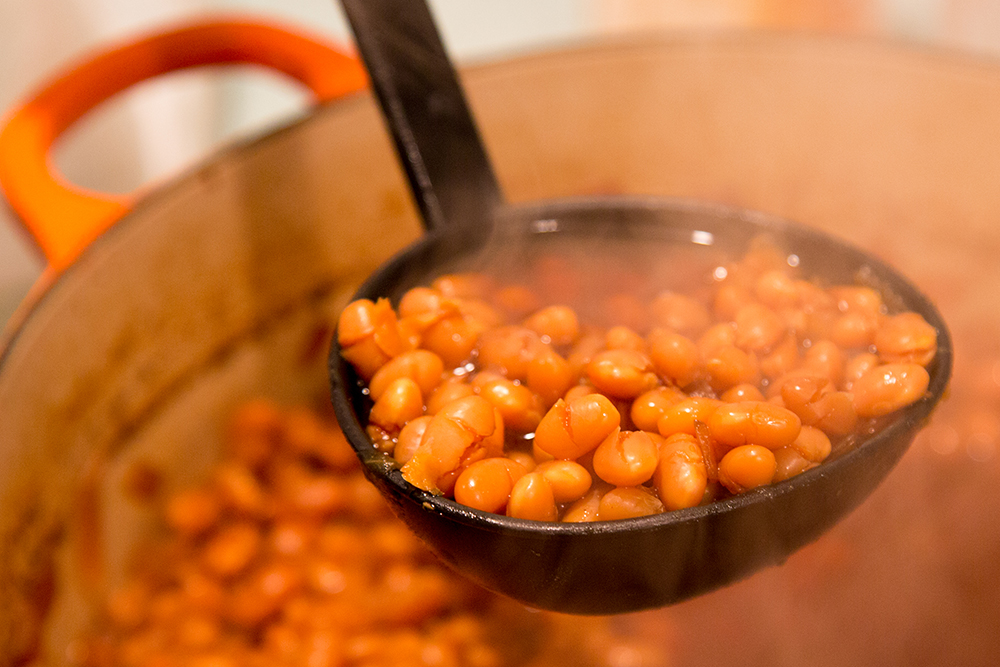 Baked beans are actually not baked, but stewed.