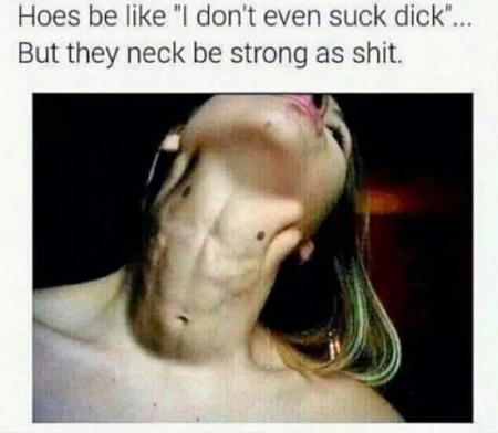 memes - adams apple - Hoes be "I don't even suck dick"... But they neck be strong as shit.