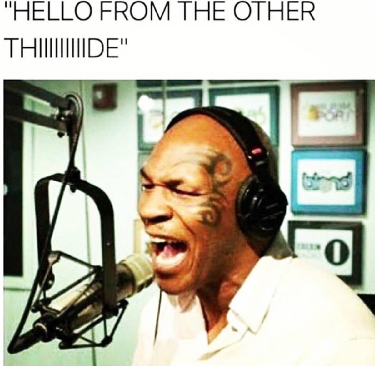 memes - mike tyson album meme - "Hello From The Other Thide"