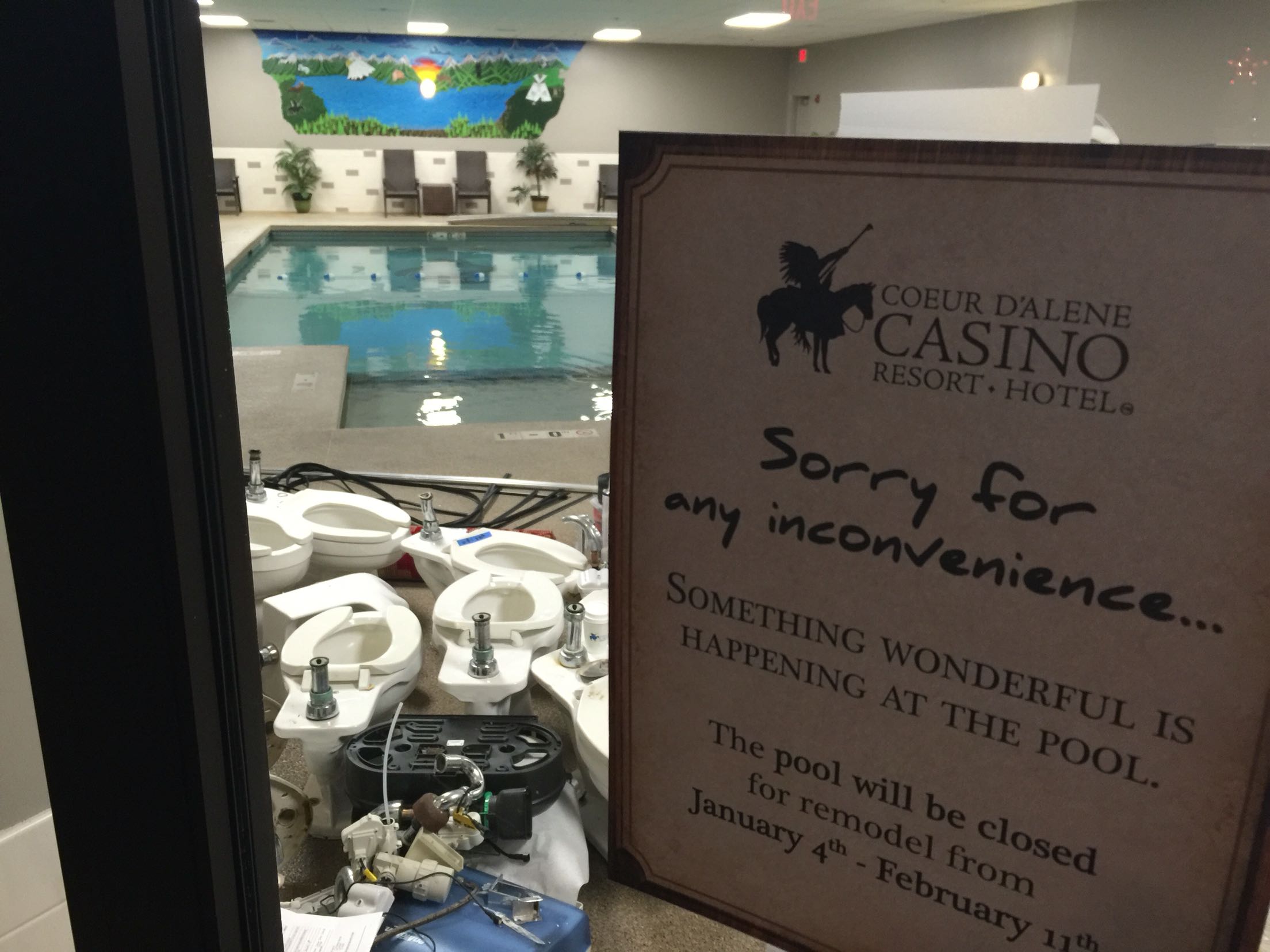 Coeur D'Alene Casino Resort Hotel Sorry for any inconvenience... Something Wonderful Is Happening At The Pool. The pool will be closed for remodel from January 4th February 11th