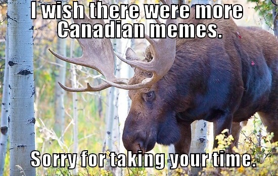 I wish there were more Canadian memes. Sorry for taking your times