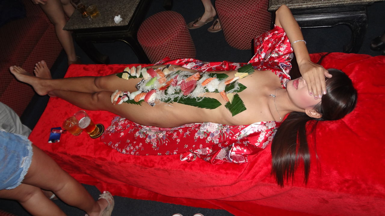 Nyotaimori is the name for a traditional Japanese practice of 

serving sashimi or sushi off of a naked women's body.
