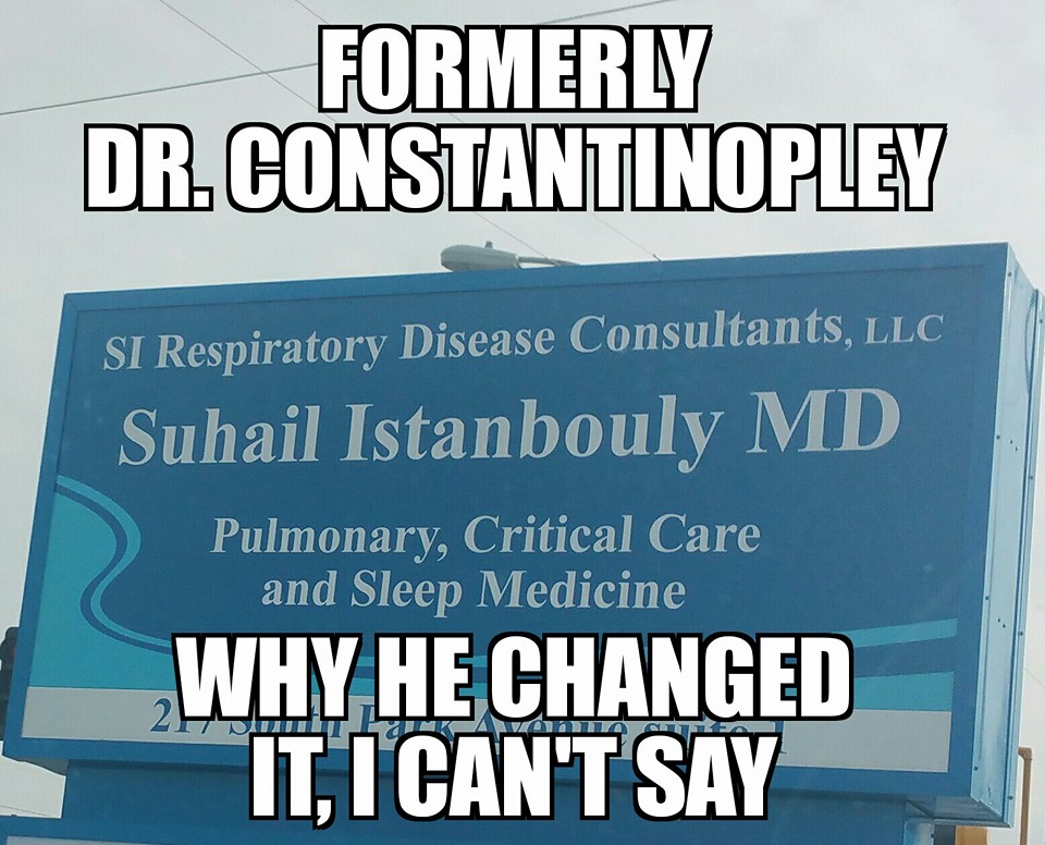 lohar - Formerly Dr. Constantinopley Si Respiratory Disease Consultants, Llc Suhail Istanbouly Md Pulmonary, Critical Care and Sleep Medicine Why He Changed It, I Can'T Say