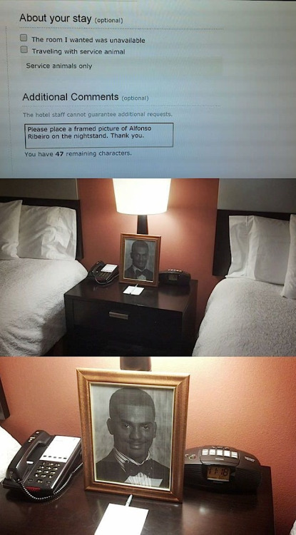 Meme of a very dank request on airbnb to put a picture of that dude from Fresh Prince of Bel-Air in a frame on the nightstand.