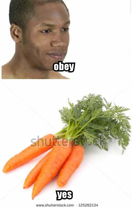 Dank meme involving a black man and a carrot. Not sure what it means.