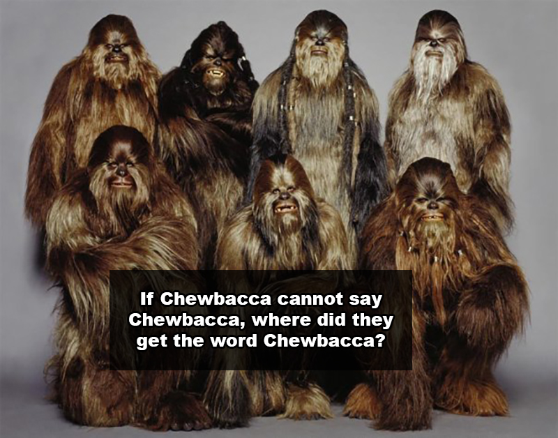 chewbacca wookie - If Chewbacca cannot say Chewbacca, where did they get the word Chewbacca?