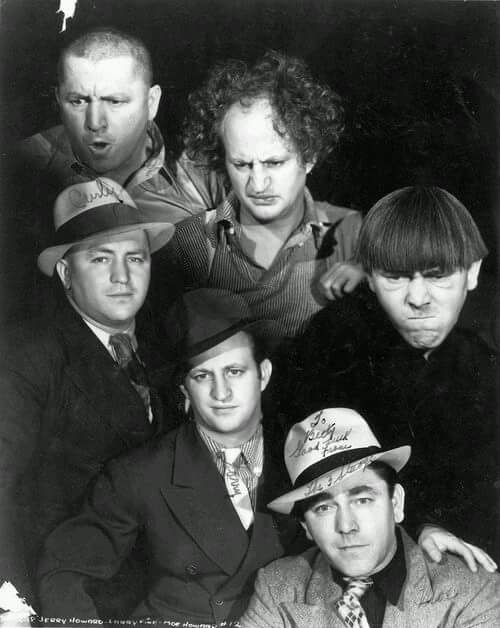 Three Stooges in and out of character, 1930's.