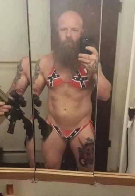 guy in confederate flag bikini