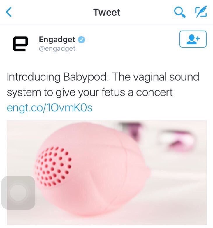 womb speakers - Tweet Q6 Engadget Introducing Babypod The vaginal sound system to give your fetus a concert engt.co10vmkos