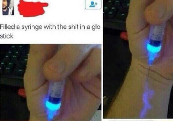 nail - Filled a syringe with the shit in a glo stick
